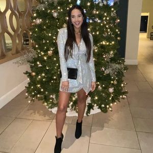 Pretty Little Thing silver sequin dress